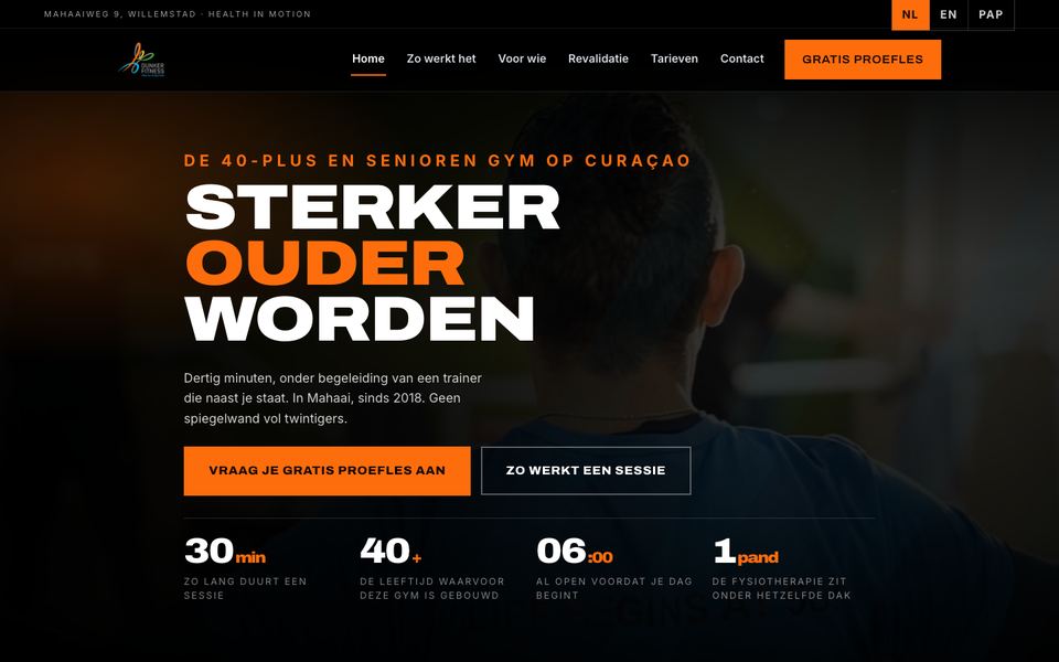Website van Dunker Fitness