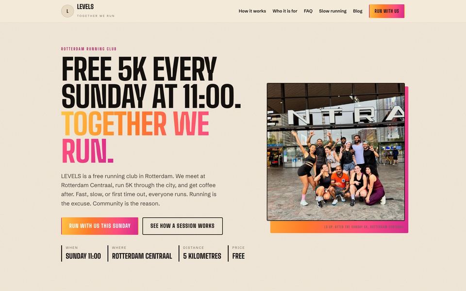 Website van Levels Run Club