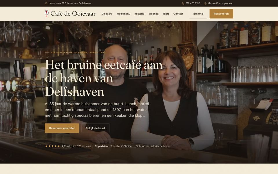 Website van Café de Ooievaar